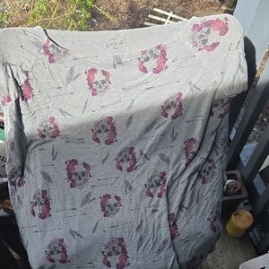 Torrid Gray Top with Pink Floral Skull Design